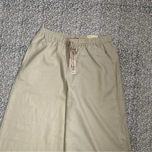 Max Studio London NWT Cream Wide-Leg Linen Trousers - Picture 9 of 15